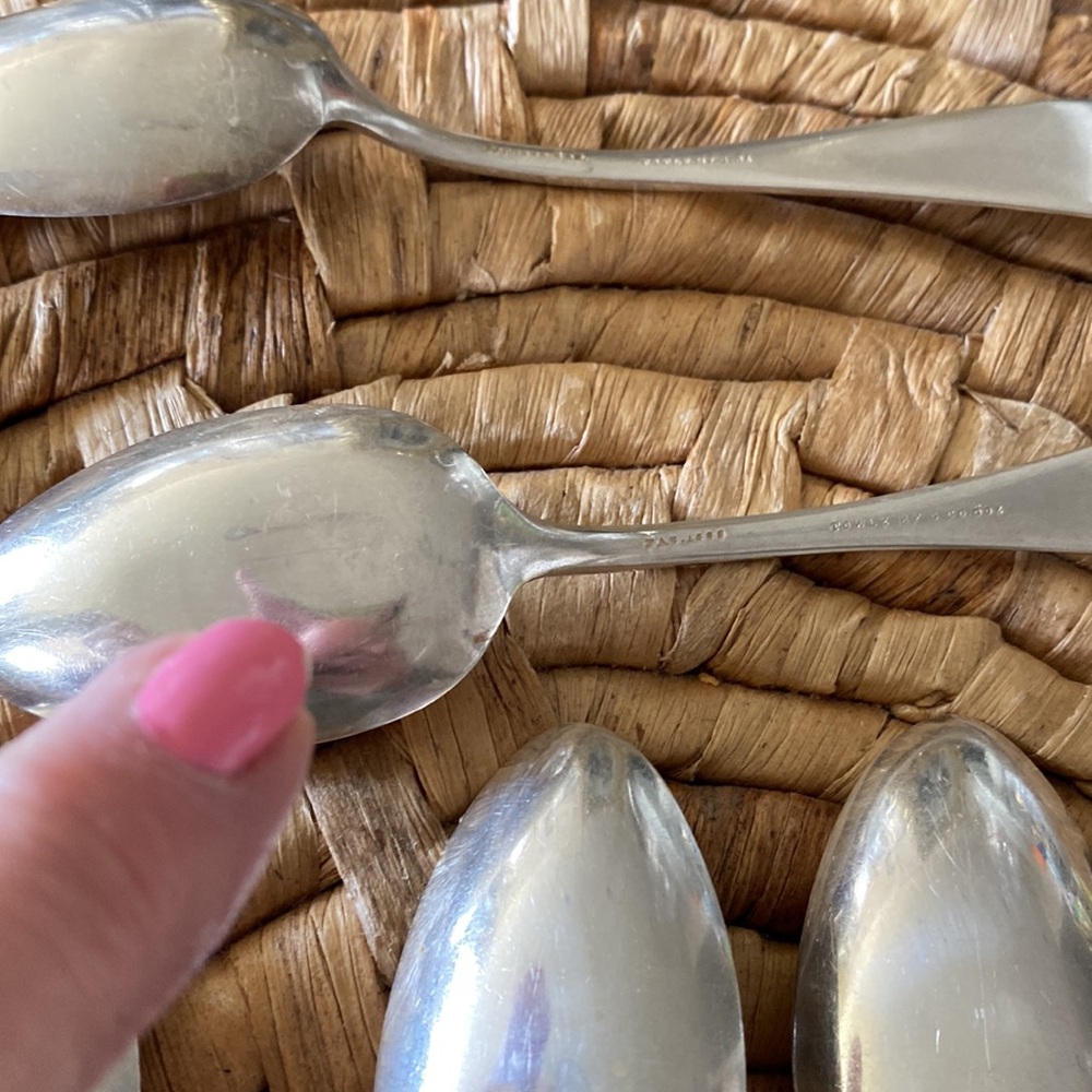 Antique Monogrammed Silver-Tone Teaspoons - Set of 11! - Picture 11 of 11
